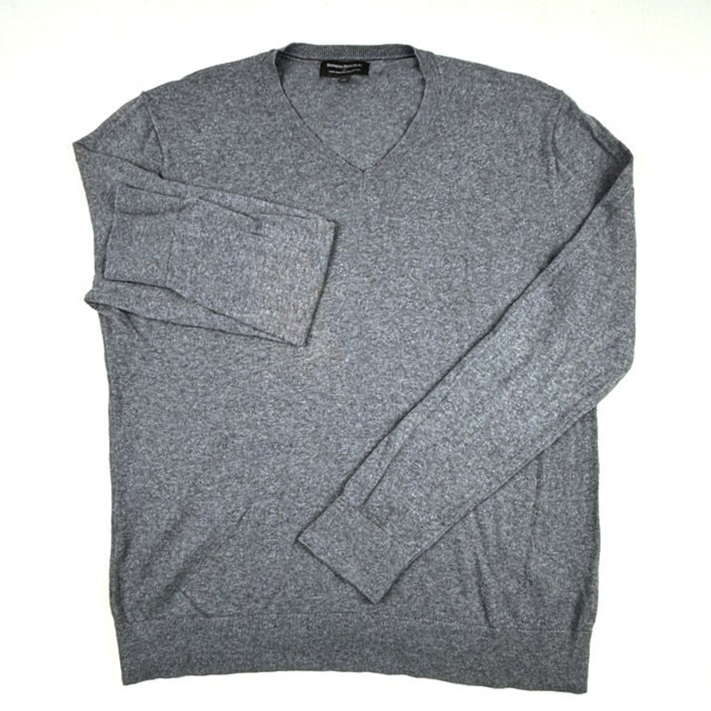 Banana Republic Mens Luxe Sweater Collection V Neck Long Sleeve Gray XL - Picture 2 of 7
